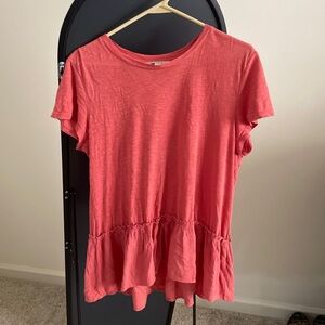 Peachy-orange, peplum, t-shirt